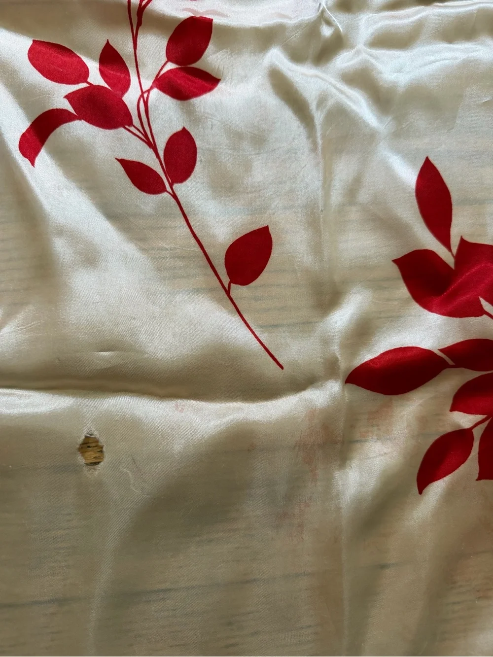 Vintage Red Leaf Vine Silk Scarf